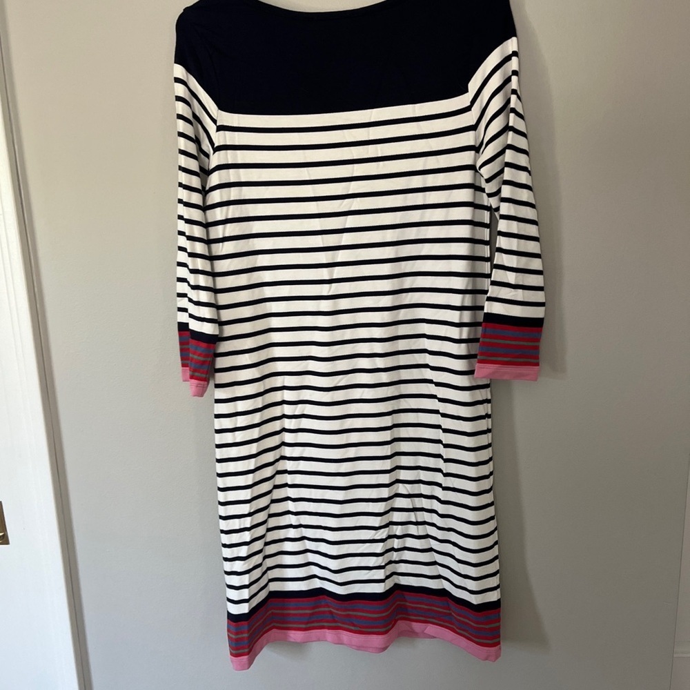 Fleur Bleue Dress Sweatshirt Material Striped New Size Small Navy Blue Measures - Picture 5 of 6